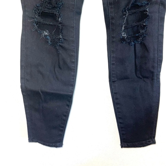 American Eagle Black High Rise Distressed Skinny Curvy Jeans 4 Short Women’s - Picture 5 of 13